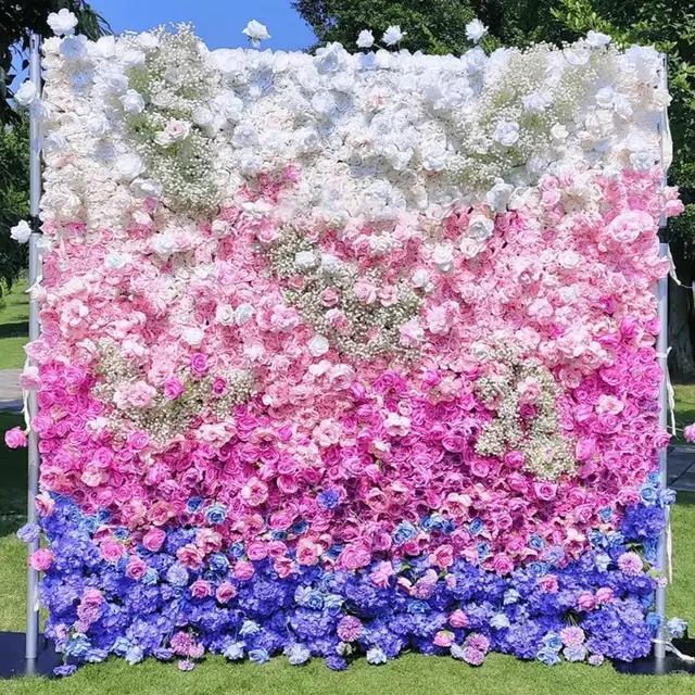 White, Pink, Purple Roses flower wall