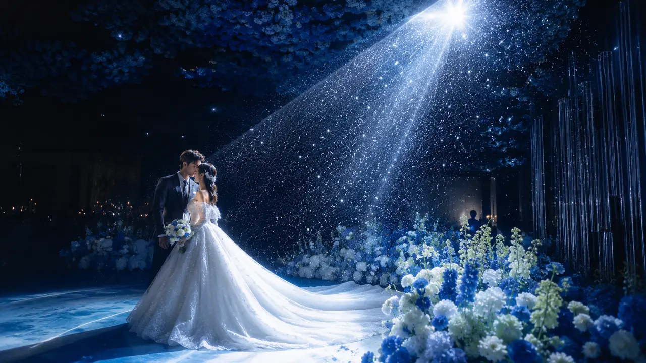 Laser Light & Snow at a Sapphire Sky event