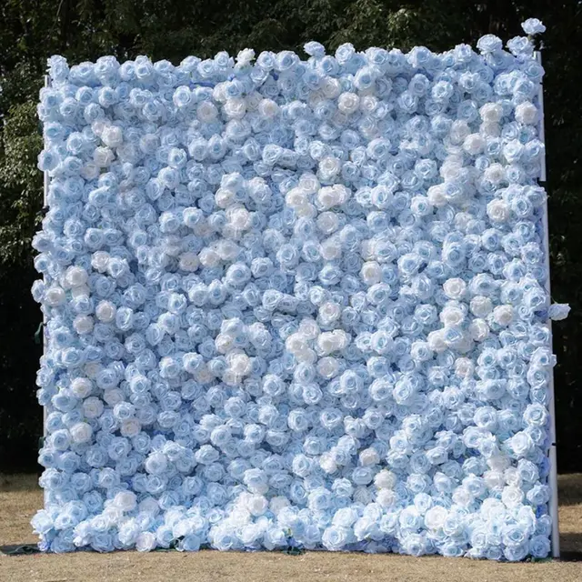Ocean / Sky Blue Roses flower wall