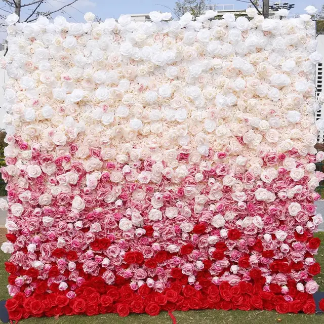 White, Pink, Red Roses flower wall