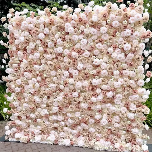 Champagne Beige Roses flower wall